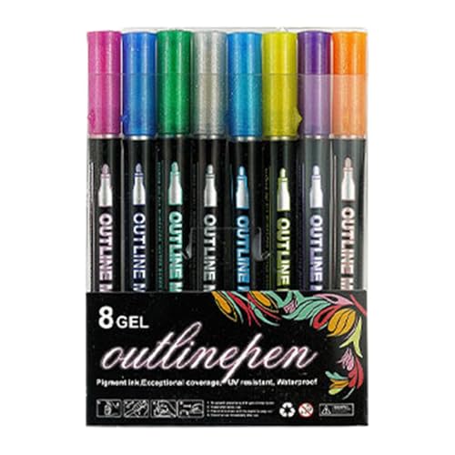 Farbige Lightstick Graffiti Textmarker-Stifte | 8/12/24/36 Farben Glitzerstifte Textmarker | Dreamy Sparkles Du-al-Lines ContourPen | Outlin-e Stifte Metallics Zauberstifte für Kinder Und Erwachsene von Salyeeluly