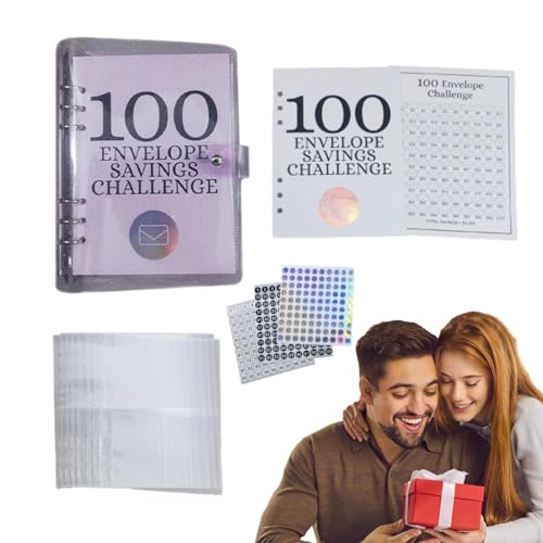 Salyeeluly 100 Umschläge Challenge Binder, Geld sparender Challenge Binder mit 100 Umschlägen | Sparherausforderungsbuch mit Umschlägen - Geld-Organizer-System, Herausforderungsordner mit 100 von Salyeeluly