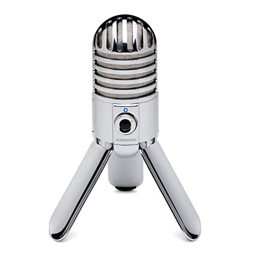 Samson Meteor Mic - Portable USB Studio Quality Condenser Microphone - High Performance, General Purpose/Podcast/Gaming/Music Recording Microphone, 16-bit, 44.1/48kHz resolution, Silver Chrome von Samson