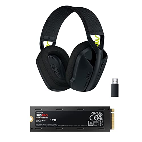 Samsung 980 PRO 1 TB Heatsink PCIe 4.0 (bis zu 7.000 MB/s) NVMe M.2 (2280) Internes Solid State Drive (SSD) (MZ-V8P1T0CW) + Lightspeed Kabelloses Bluetooth-Gaming-Headset, Leichte Over-Ear-Kopfhörer von Samsung