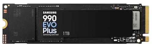 Samsung 990 EVO Plus NVMe M.2 SSD 1 TB, PCIe 4.0 x4 / PCIe 5.0 x2, NVMe 2.0 (2280), 7.150 MB/s Lesen, 6.300 MB/s Schreiben, Interne SSD für Gaming und Grafikbearbeitung, MZ-V9S1T0BW von Samsung