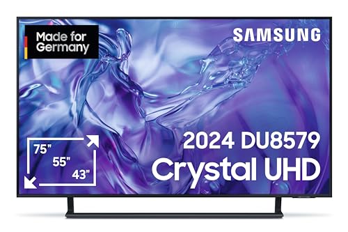 Samsung Crystal UHD 4K DU8579 Fernseher 75 Zoll, Samsung TV mit Dynamic Crystal Color, 4K Upscaling, AirSlim Design, Smart TV, GU75DU8579UXZG, Deutsches Modell [2024] von Samsung