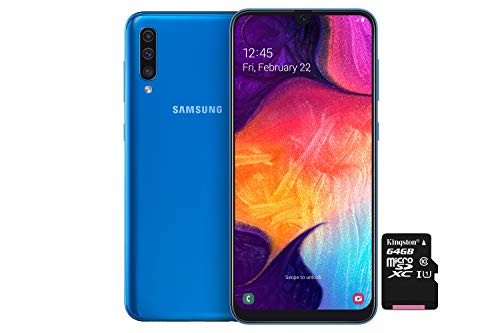 Samsung Galaxy A50 Smartphone Bundle (16.3cm (6.4 Zoll) 128GB interner Speicher, 4GB RAM, Dual sim, Android, Blau) + 64 GB SD-Karte | Deutsche Version von Samsung