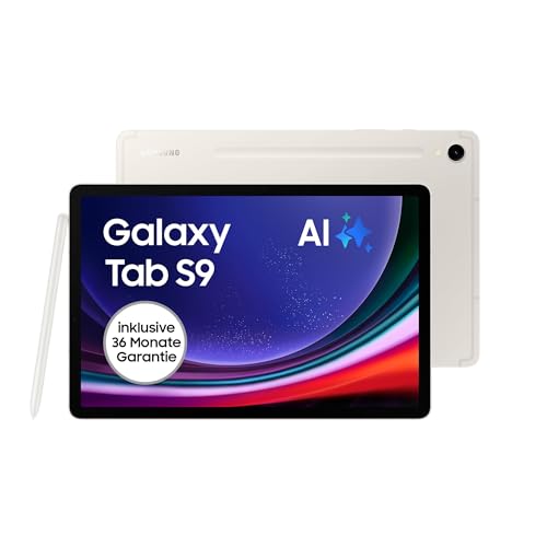 Samsung Galaxy Tab S9 AI-Android-Tablet, Wi-Fi, 256 GB / 12 GB RAM, MicroSD-Kartenslot, Inkl. S Pen, Simlockfrei ohne Vertrag, Beige, Inkl. 36 Monate Herstellergarantie [Exklusiv bei Amazon] von Samsung