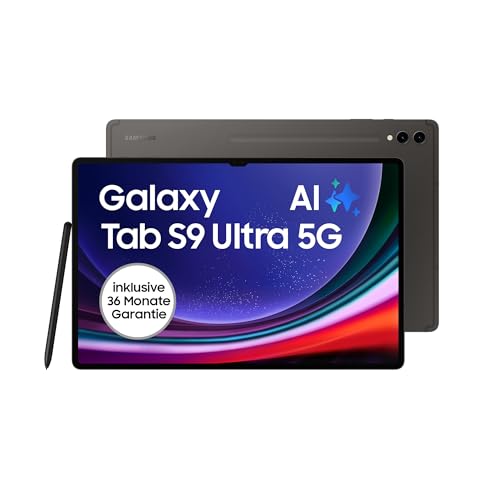 Samsung Galaxy Tab S9 Ultra AI-Android-Tablet, 5G, 512 GB / 12 GB RAM, MicroSD-Kartenslot, Inkl. S Pen, Simlockfrei ohne Vertrag, Graphit, Inkl. 36 Monate Herstellergarantie [Exklusiv bei Amazon] von Samsung