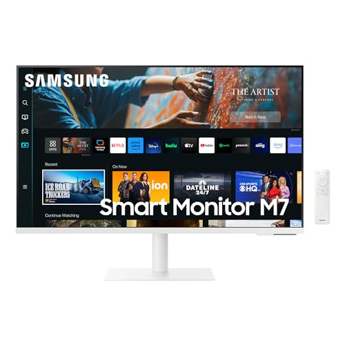 Samsung M70C Smart Monitor mit Lautsprechern, 32 Zoll, VA-Panel, 3.840 x 2.160 Pixel, Bildwiederholrate 60 Hz, Reaktionszeit 4 ms, inkl. Entertainment Hub, Samsung Dex, USB-C mit 65W Laden, Pivot von Samsung