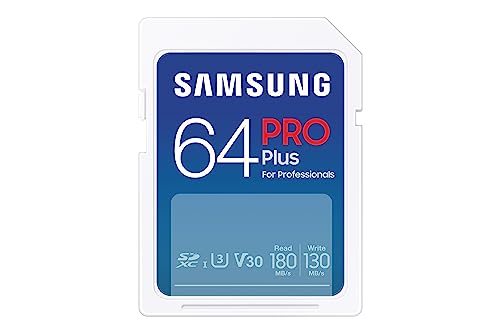 Samsung PRO Plus SD-Karte, 64 GB, UHS-I U3, Full HD & 4K UHD, 180 MB/s Lesen, 130 MB/s Schreiben, Speicherkarte für Spiegelreflexkameras und Systemkameras , MB-SD64S/EU von Samsung