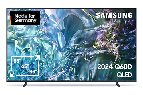 Samsung QLED 4K Q60D Fernseher 65 Zoll, Samsung TV mit Quantum Prozessor Lite 4K, 100 % Farbvolumen, 4K Upscaling, Samsung Tizen OS, Smart TV, GQ65Q60DAUXZG, Deutsches Modell [2024] von Samsung