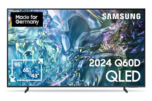 Samsung QLED 4K Q60D Fernseher 85 Zoll, Samsung TV mit Quantum Prozessor Lite 4K, 100 % Farbvolumen, 4K Upscaling, Samsung Tizen OS, Smart TV, GQ85Q60DAUXZG, Deutsches Modell [2024] von Samsung