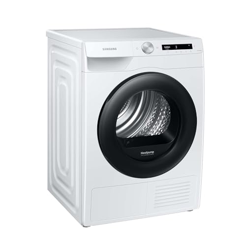 Samsung Wärmepumpentrockner, 9 kg, Wäschetrockner mit Simple Control-Bedienkonzept, Knitterschutz, Optimal Dry, Super Kurz ‘35, Weiß/Schwarz, DV90T5240AW/S2 von Samsung