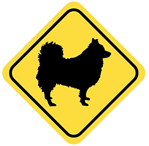 Samunshi® Deutscher Spitz Warnschild Warndreieck Aufkleber Achtung Vorsicht Hund - 15x15cm mehrfarbig von Samunshi