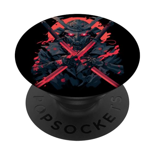 Roboter-Samurai-Krieger Japanischer Samurai-Ninja PopSockets Klebender PopGrip von Samurai Kunst Ukiyo-e Kanji Krieger Geschenk