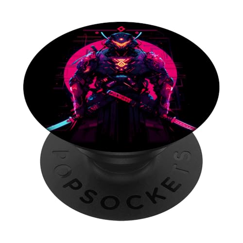 Roboter-Samurai-Krieger Japanischer Samurai-Ninja PopSockets Klebender PopGrip von Samurai Kunst Ukiyo-e Kanji Krieger Geschenk