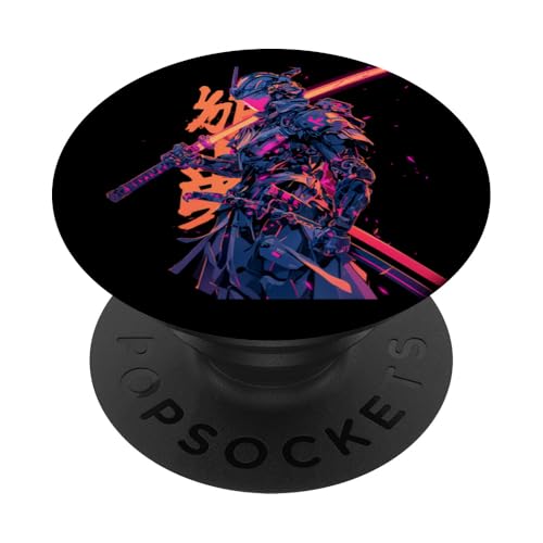 Roboter-Samurai-Krieger Japanischer Samurai-Ninja PopSockets Klebender PopGrip von Samurai Kunst Ukiyo-e Kanji Krieger Geschenk