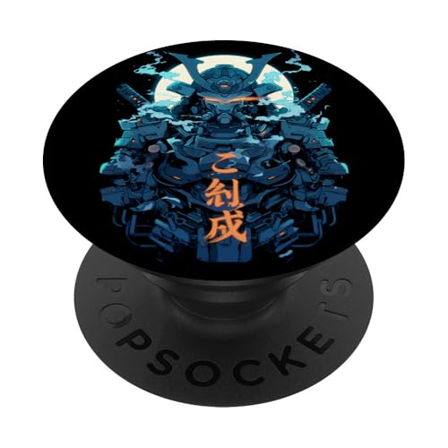 Roboter-Samurai-Krieger Japanischer Samurai-Ninja PopSockets Klebender PopGrip von Samurai Kunst Ukiyo-e Kanji Krieger Geschenk