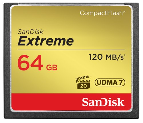 SanDisk Extreme CompactFlash Speicherkarte 64 GB (Für DSLR-Kameras, UDMA7, Schreiben mit 85 MB/s, Übertragen mit 120 MB/s, VPG-20 für Full-HD-Video) von SanDisk