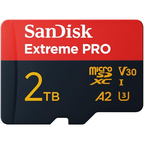 SanDisk Extreme PRO microSDXC UHS-I Speicherkarte 2TB + SD Adapter & RescuePRO Deluxe (Für Smartphones, Actionkameras oder Drohnen, Übertragung bis zu 250 MB/s, 5K, 4K UHD, A2, Class 10, U3, V30) von SanDisk