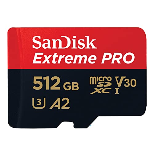 SanDisk Extreme PRO microSDXC UHS-I Speicherkarte 512 GB + Adapter & RescuePRO Deluxe (Für Smartphones, Actionkameras oder Drohnen, A2, Class 10, V30, U3, 200 MB/s Übertragung) von SanDisk