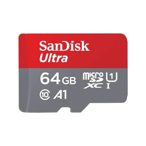 SanDisk Ultra 64 GB microSDXC Memory Card + SD Adapter with A1 App Performance Up to 120 MB/s, Class 10, U1, Red/Grey von SanDisk