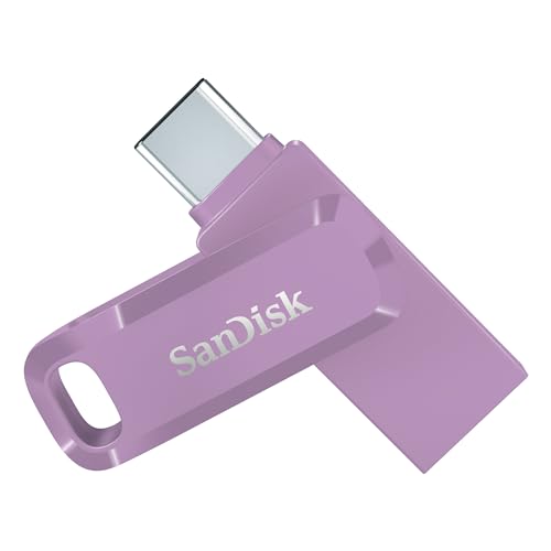 SanDisk Ultra Dual Drive Go USB Type-C 128 GB (Android Smartphone Speicher, USB Type-C-Anschluss, 400 MB/s Lesegeschwindigkeit, Nutzung als Schlüsselanhänger möglich) Lavendel von SanDisk