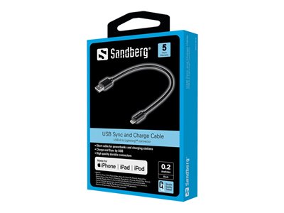 SANDBERG USB>Lightning MFI 0,2m Black von Sandberg