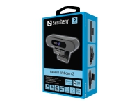 Sandberg Face-ID Webcam 2, 2 MP, 1920 x 1080 Pixel, Full HD, 30 fps, 640x480@30fps, 1280x720@30fps, 1920x1080@30fps, 80° von Sandberg