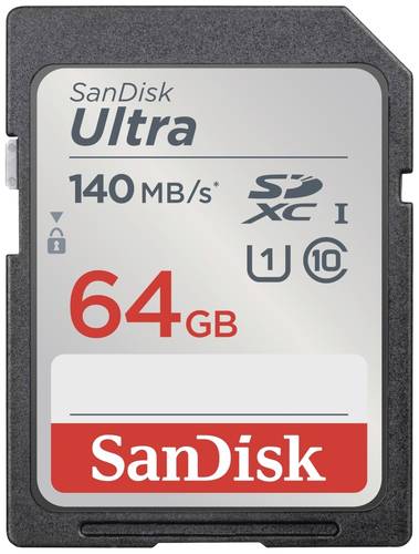 SanDisk SDXC Ultra 64GB (Class 10/UHS-I/140MB/s) SDHC-Karte 64GB UHS-Class 1 Wasserdicht, stoßsicher von Sandisk