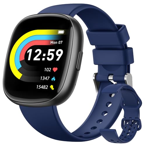 Smartwatch Herren Damen mit Telefonfunktio Sport&Nylon&Silikon Ersatzarmbänder: Fitnessuhr 5ATM Wasserdicht&120+ Sportmodi für Android iOS Armbanduhr mit Pulsmesser SpO2 Schlafmonitor （Tiefblau） von Sanorum