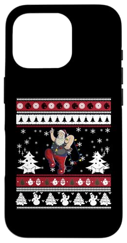 Hülle für iPhone 16 Pro Lustige Weihnachtsmann Bier Lichterkette Weihnachten Weihnachtsmann von Santa Claus Dancing Design