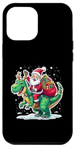 Hülle für iPhone 12 Pro Max Weihnachtsmann reitender Dinosaurier T Rex Hirsch Xmas Lichter Männer Frauen Kinder von Santa Riding Dinosaur T rex Deer Xmas Holiday tees