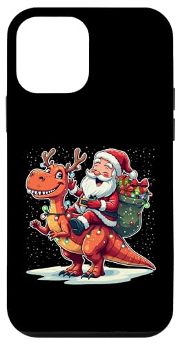 Hülle für iPhone 12 mini Weihnachtsmann reitender Dinosaurier T Rex Hirsch Xmas Lichter Männer Frauen Kinder von Santa Riding Dinosaur T rex Deer Xmas Holiday tees