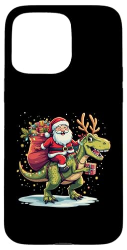 Hülle für iPhone 15 Pro Max Lustiger Weihnachtsmann reitender Dinosaurier T Rex Hirsch Weihnachten Männer Frauen Kinder von Santa Riding Dinosaur T rex Deer Xmas Holiday tees