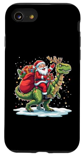 Hülle für iPhone SE (2020) / 7 / 8 Lustiger Weihnachtsmann reitender Dinosaurier T Rex Hirsch Weihnachten Männer Frauen Kinder von Santa Riding Dinosaur T rex Deer Xmas Holiday tees