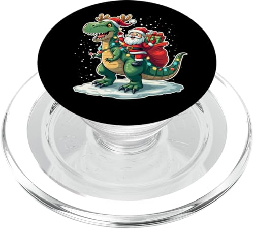 Lustiger Weihnachtsmann reitender Dinosaurier T Rex Hirsch Weihnachten Männer Frauen Kinder PopSockets PopGrip für MagSafe von Santa Riding Dinosaur T rex Deer Xmas Holiday tees