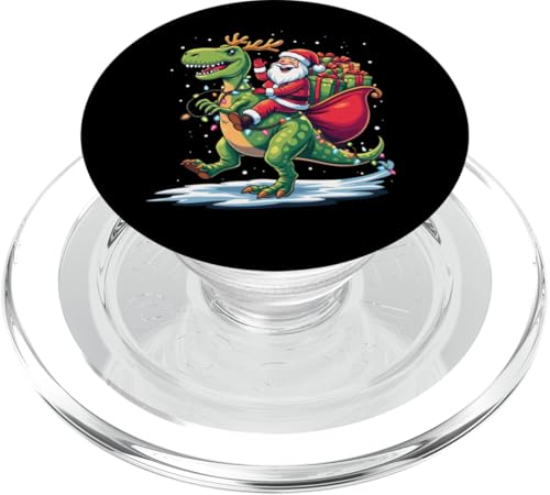 Weihnachtsmann reitender Dinosaurier T Rex Hirsch Xmas Lichter Pyjama Kostüme PopSockets PopGrip für MagSafe von Santa Riding Dinosaur T rex Deer Xmas Holiday tees