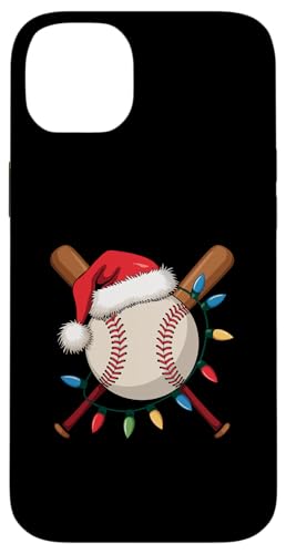 Hülle für iPhone 14 Plus Weihnachtsmann Baseballspieler Weihnachtsbeleuchtung Sportliebhaber von Santa Sports Christmas Baseball Player