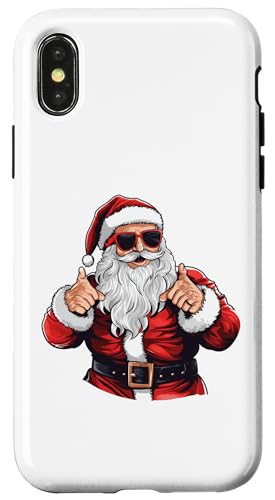 Hülle für iPhone X/XS Santa Face Retro Sonnenbrille Weihnachten Xmas Herren Damen von Santa Wearing Sunglasses