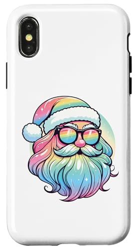 Hülle für iPhone X/XS Santa Face Retro Sonnenbrille Weihnachten Xmas Herren Damen von Santa Wearing Sunglasses