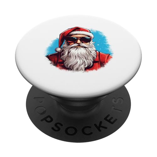 Santa Face Retro Sonnenbrille Weihnachten Xmas Herren Damen PopSockets mit austauschbarem PopGrip von Santa Wearing Sunglasses