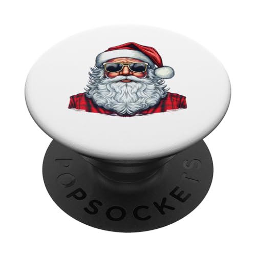 Santa Face Retro Sonnenbrille Weihnachten Xmas Herren Damen PopSockets mit austauschbarem PopGrip von Santa Wearing Sunglasses