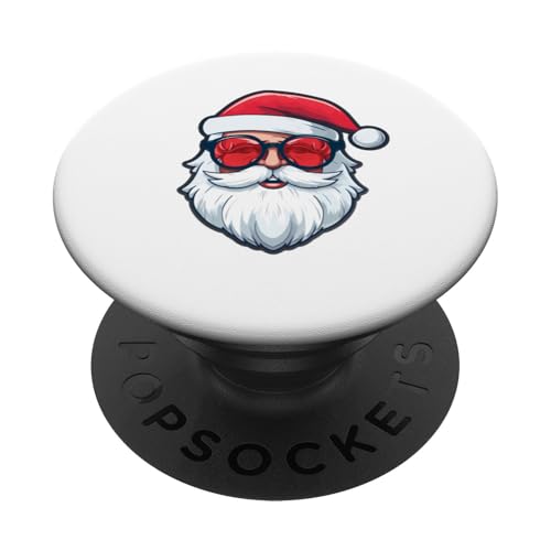 Santa Face Retro Sonnenbrille Weihnachten Xmas Herren Damen PopSockets mit austauschbarem PopGrip von Santa Wearing Sunglasses