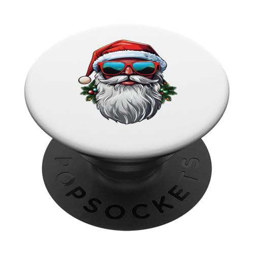 Santa Face Retro Sonnenbrille Weihnachten Xmas Herren Damen PopSockets mit austauschbarem PopGrip von Santa Wearing Sunglasses