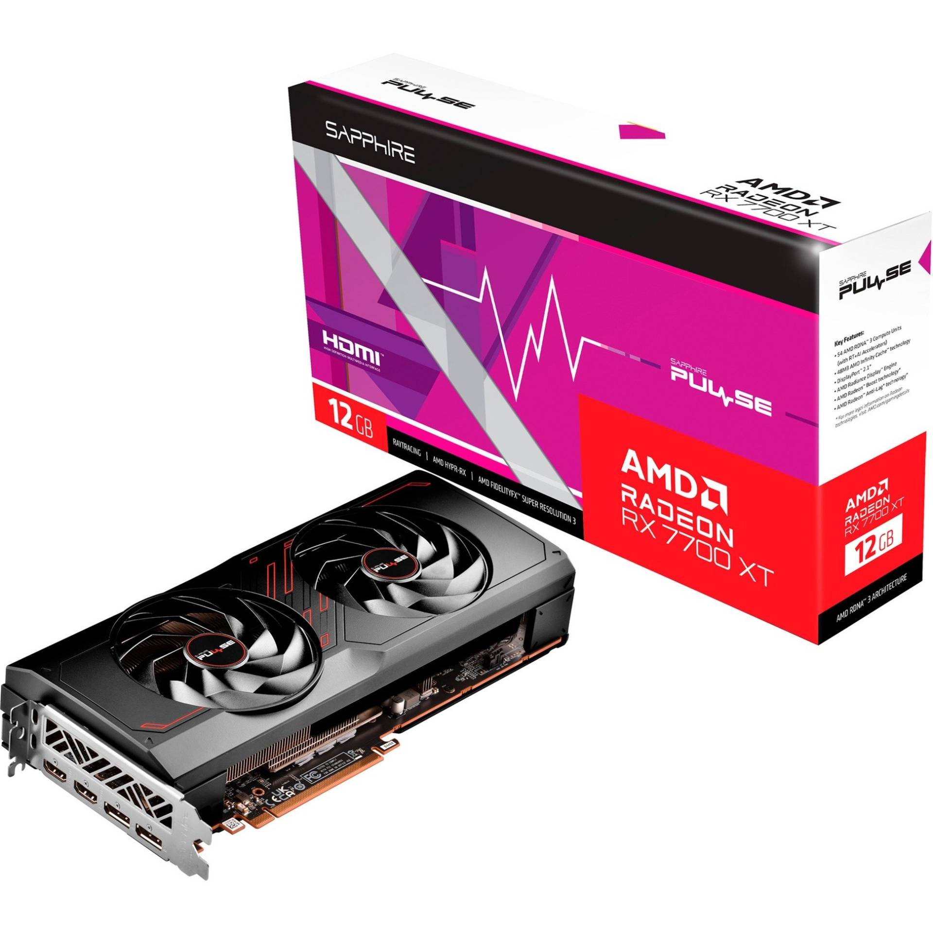 Radeon RX 7700 XT PULSE GAMING 12G, Grafikkarte von Sapphire