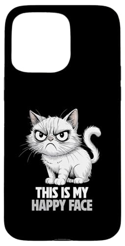 Hülle für iPhone 15 Pro Max Angry Cat "This Is My Happy Face" Lustige sarkastische Katze von Sarcastic Cat Lover Tees