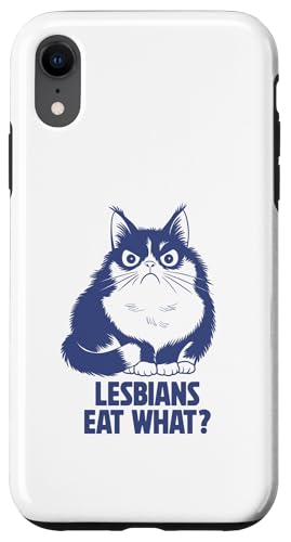 Hülle für iPhone XR Angry Cat "Lesbians Eat What?" Lustige sarkastische Katze von Sarcastic Cat Lover Tees