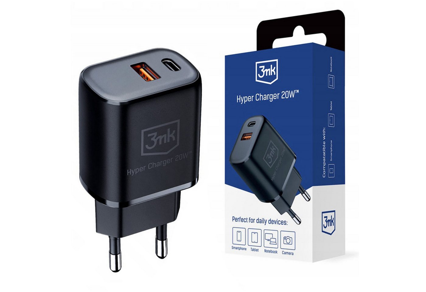 Sarcia.eu 3mk Hyper Charger Black 20W Netzladegerät USB-Ladegerät von Sarcia.eu