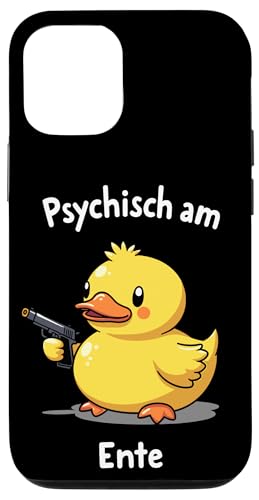 Hülle für iPhone 15 Pro Psychisch am Ente: Süße Ente mit Waffe - Stress, Sarkasmus von Sarkastisches Burnout Stress Enten Wortwitz Design