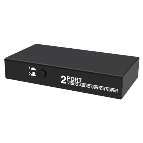 Sarngk 1 Stück 2 in 1 Out AV Switch Selector Box 2 Port 3RCA AV Audio Video Switch Splitter Hub Switcher Schwarz Metall für DVD-Player STB HDTV TV-Box von Sarngk