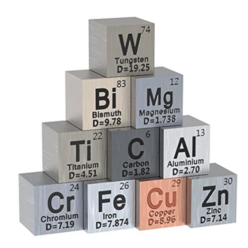 Sarngk 10 PCS Elements-Cubes - Density-Cube-Set Metal 0,39 Inch/10 mm für eine Periodensystem-Sammlung von Sarngk