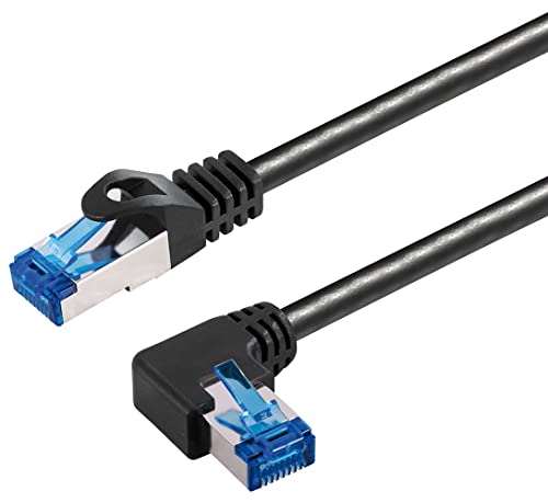 Sat-Fox 2m Cat6A / S/FTP (PIMF) Patchkabel, nach links gewinkelt Netzwerkkabel für Router, PC oder Smart-TV von Sat-Fox